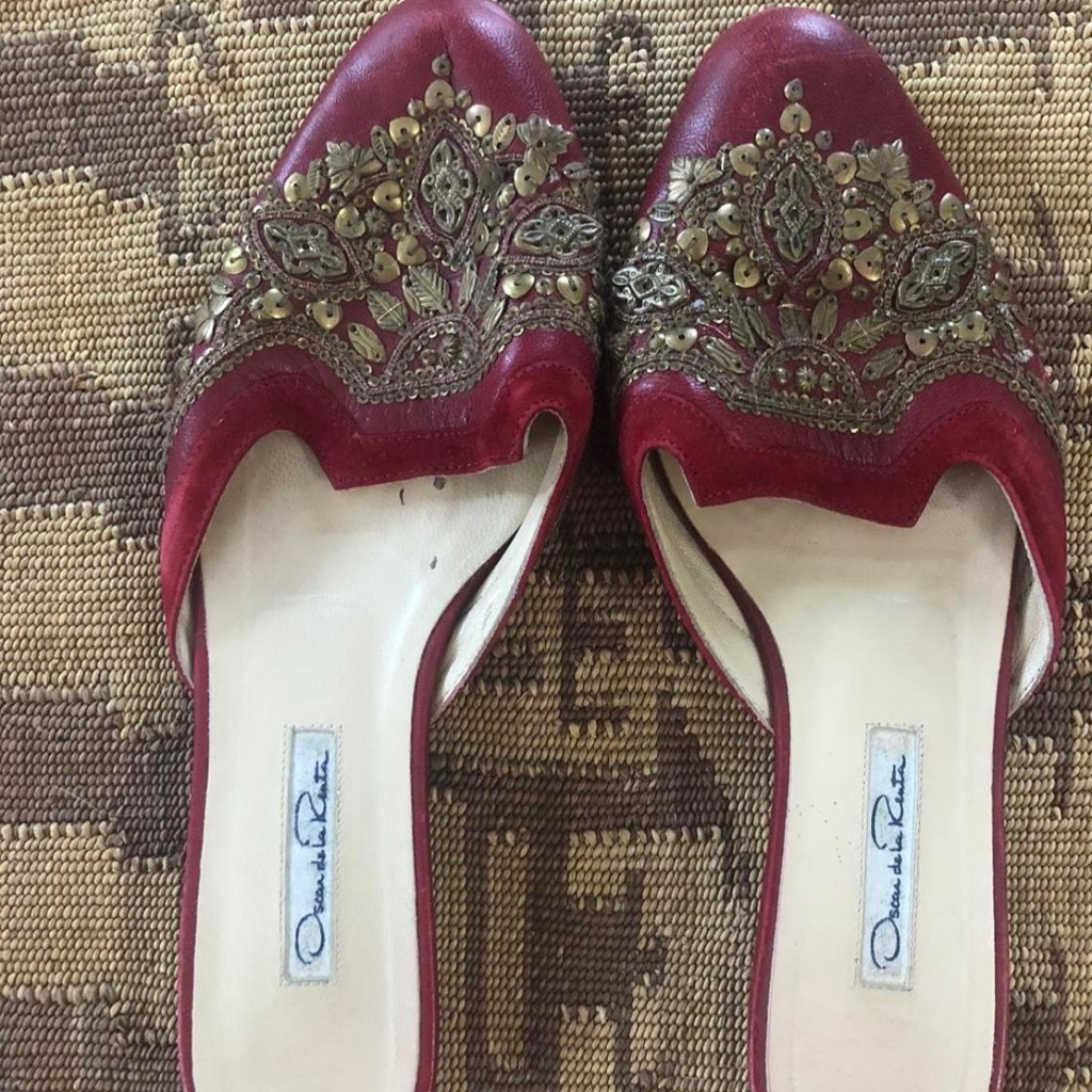 Oscar De La Renta Red Mules